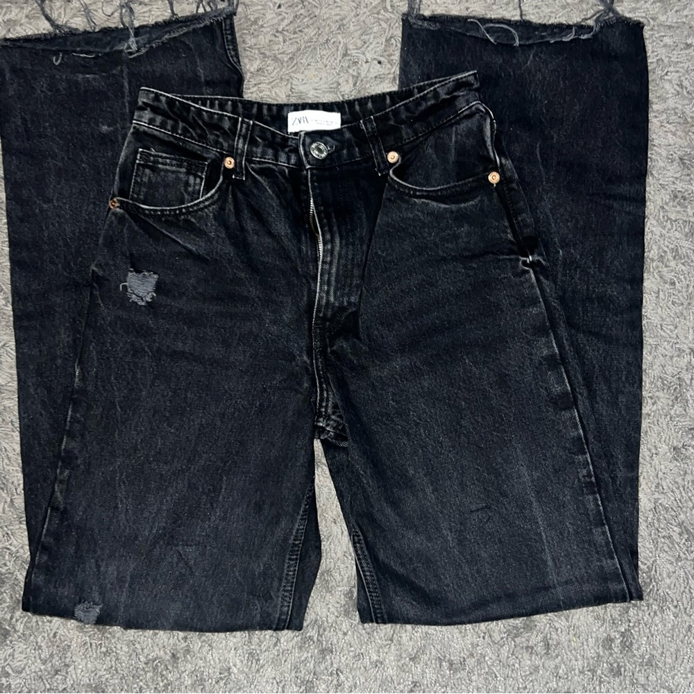 Zara Black Flare Wide Leg Jeans